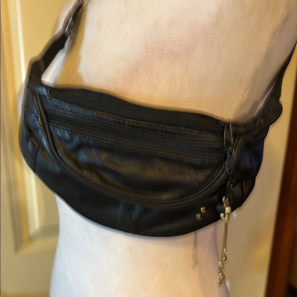 Black Leather Waist Bag